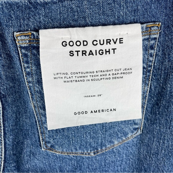 Good American NWT Good Curve Straight High Rise Medium Wash Jeans Size 14/32 - Picture 16 of 16